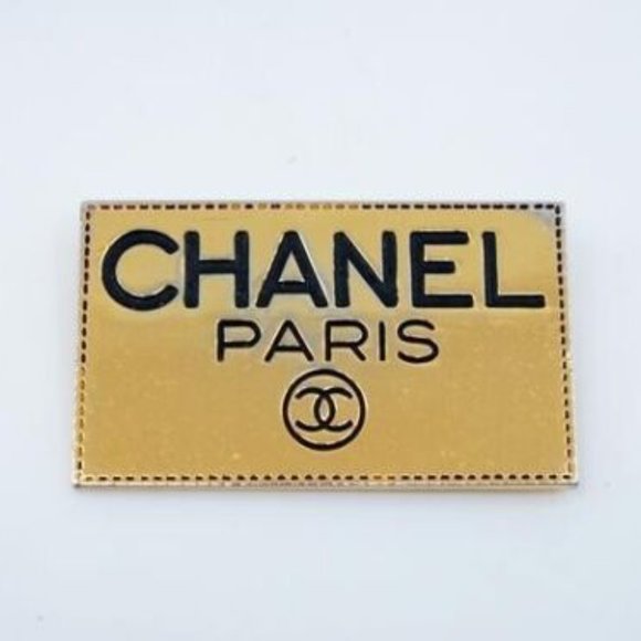 Chanel Paris Gold Plated Rectangle Pin Brooch